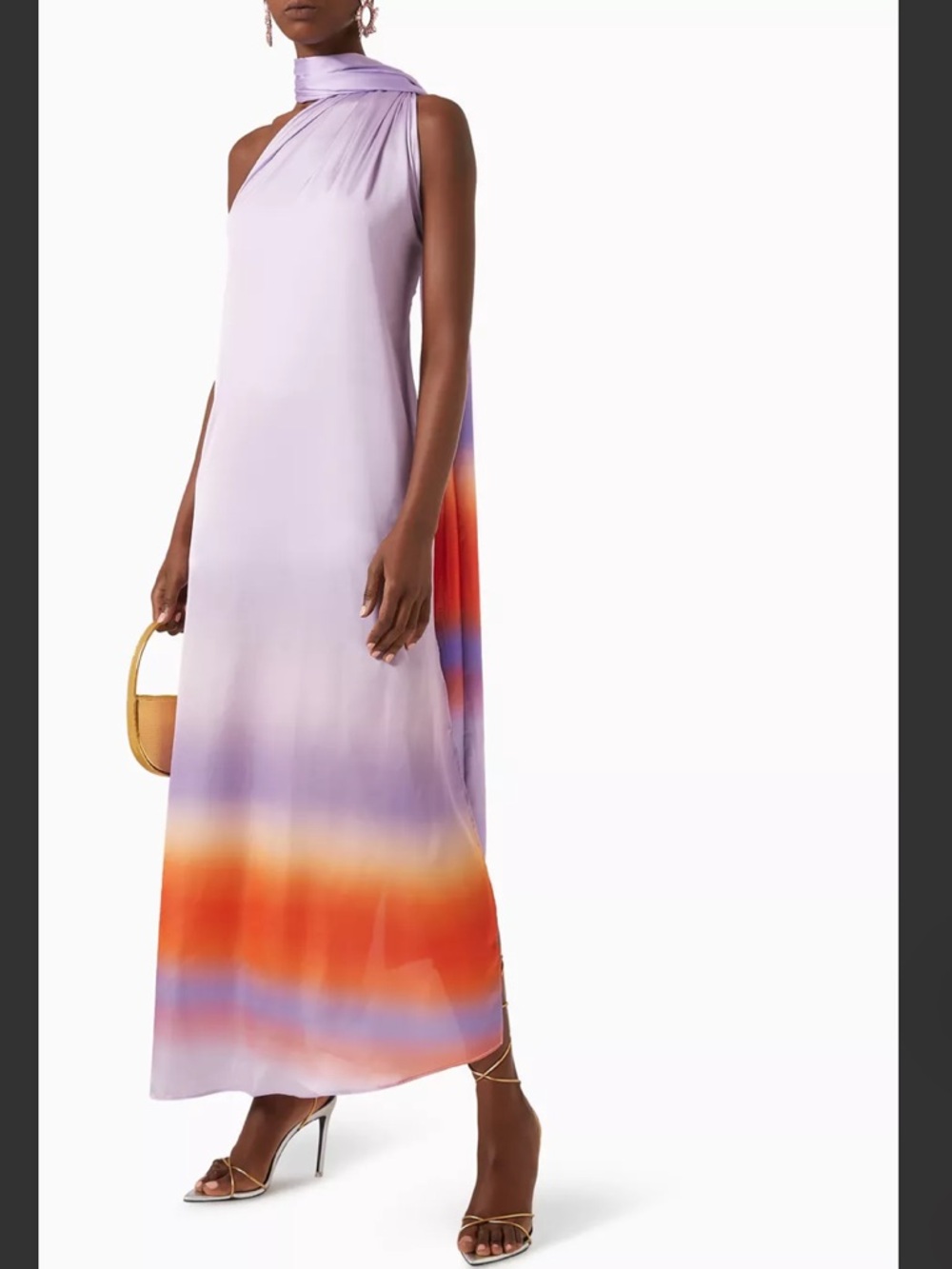 Baobab Collection Lavender Ombre Maxi Dress with Orange & Purple Bands